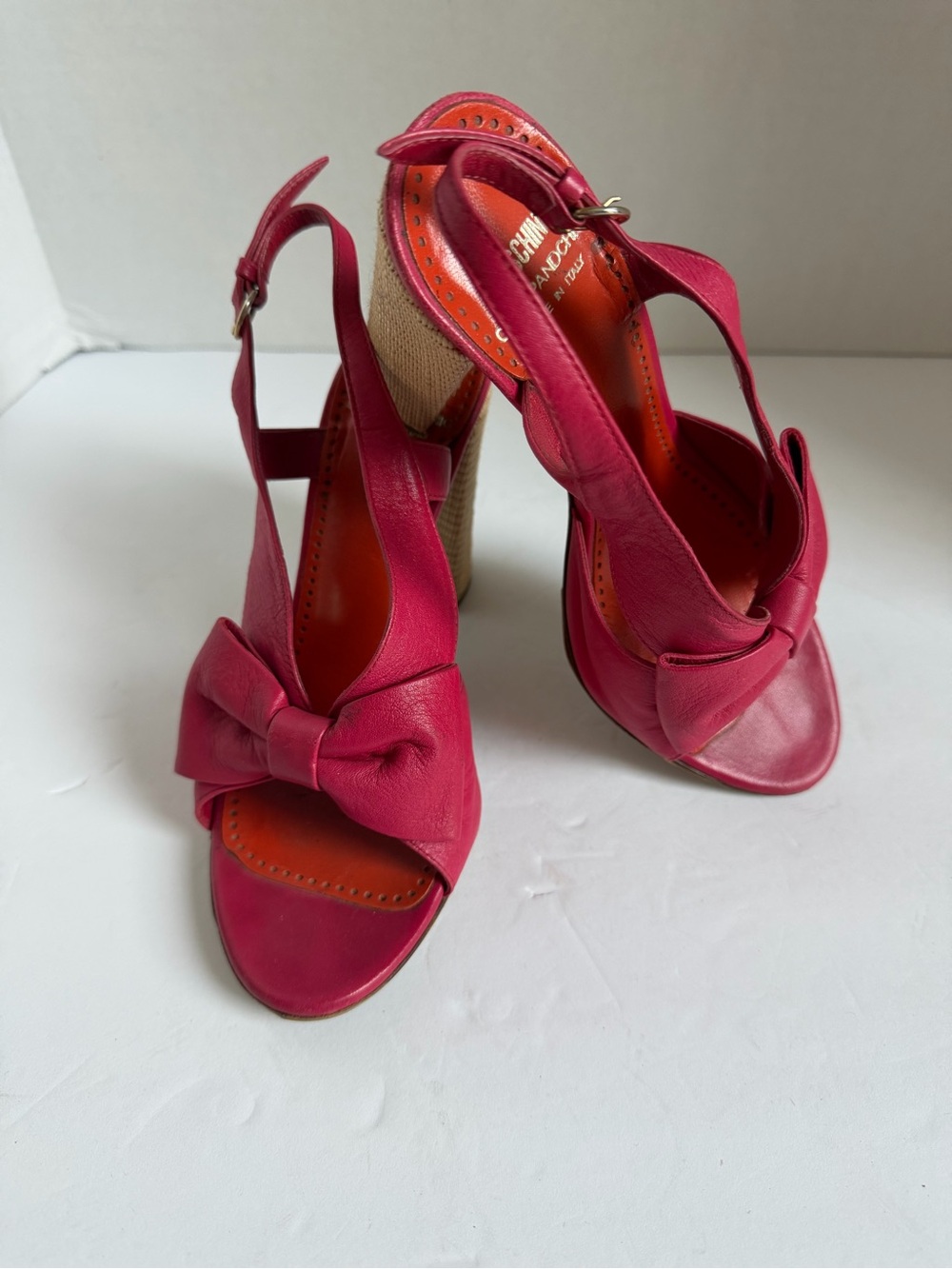 Moschino Fuchsia Bow Slingback Heels